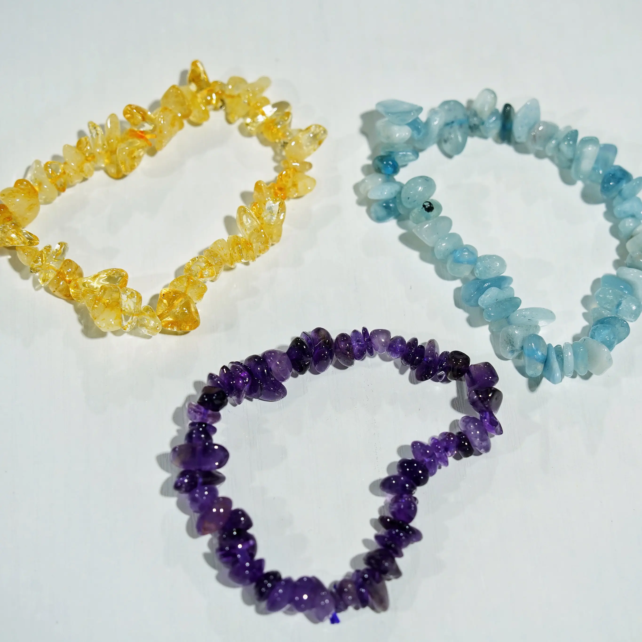 Different Natural crystal bracelets.