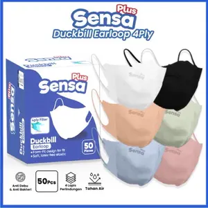 Masker Duckbill 4ply Earloop Sensa Plus isi 50pcs KS