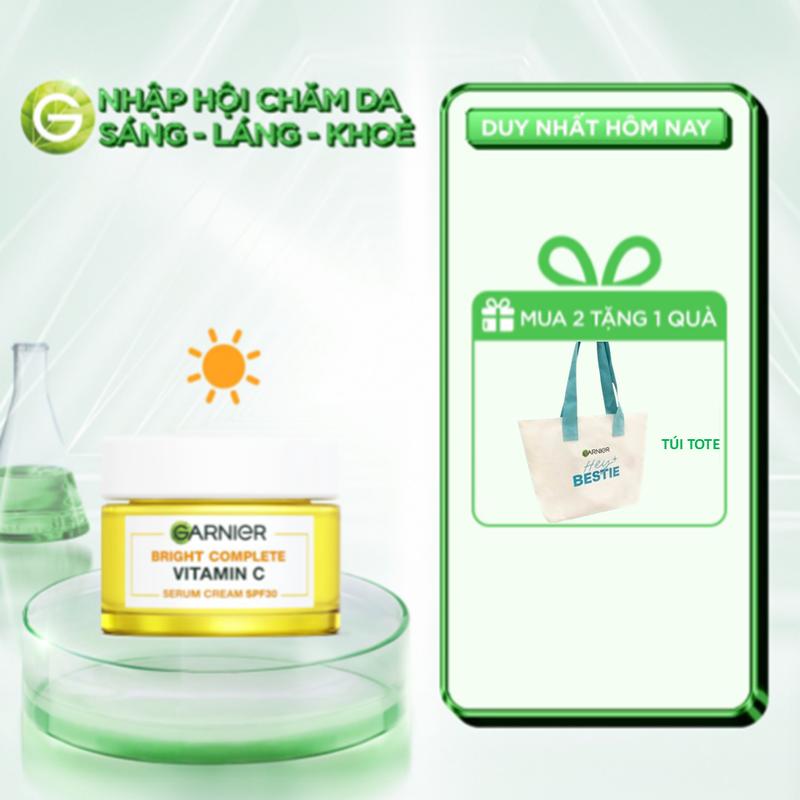 [MUA 1 TẶNG 1 QUÀ] Kem dưỡng hỗ trợ giảm thâm mụn & chống nắng Vitamin C chiết xuất Yuzu tự nhiên SPF30/PA+++- Garnier Light Complete Serum Cream 50ml