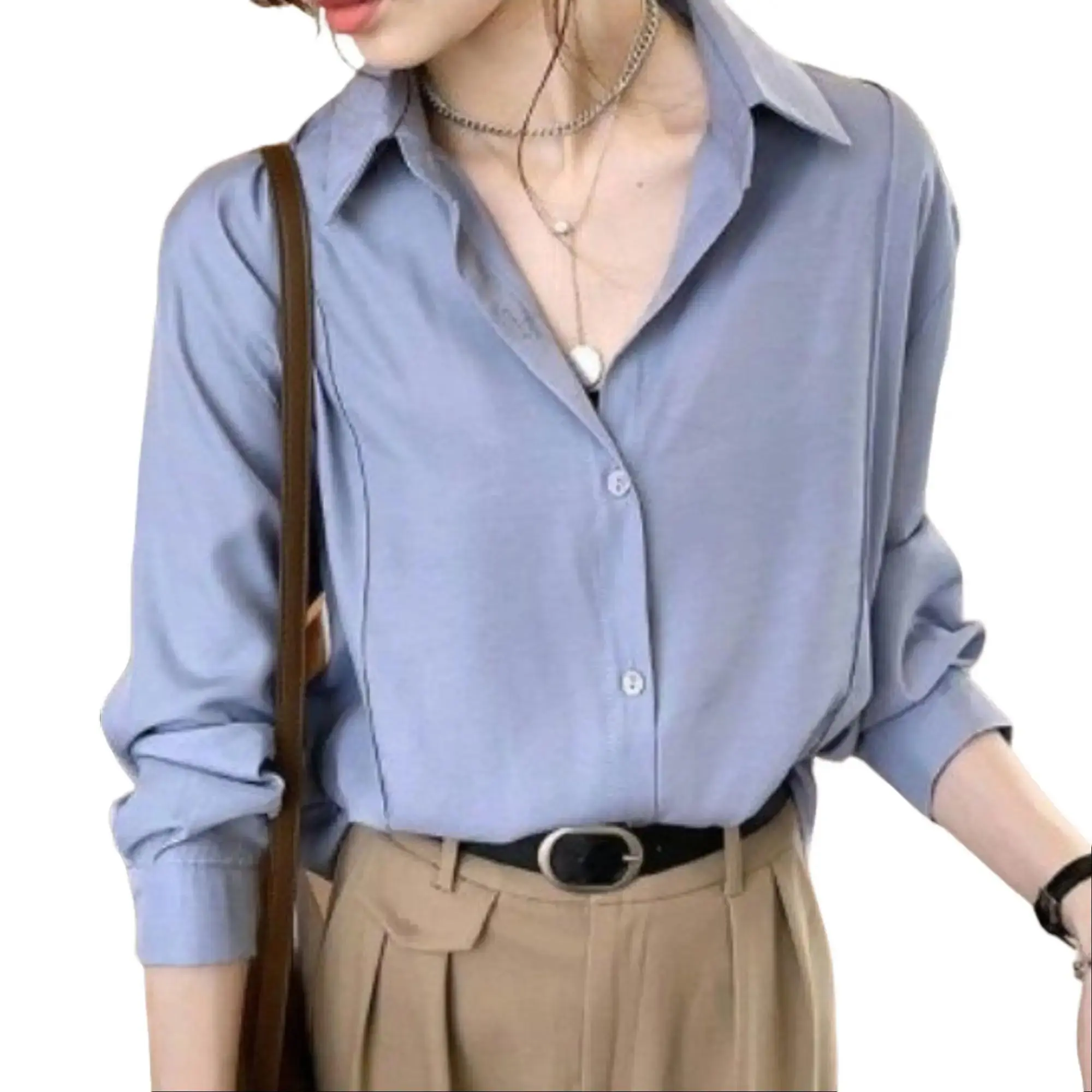 Atasan Kemeja Basic Polos Formal Korean Style Shakila Twill Kekinian wanita