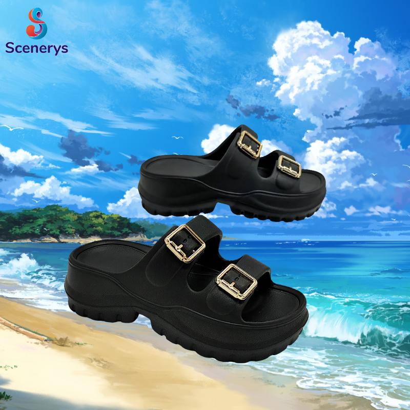 Scenerys Sandal anak perempuan dengan hak baji yang lembut, sandal EVA ukuran 30-35 5