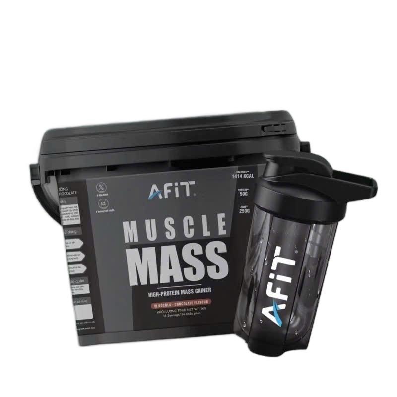 Bột Dinh Dưỡng Muscle Mass AFIT 1KG Tặng 1 Bình Nước 500ml