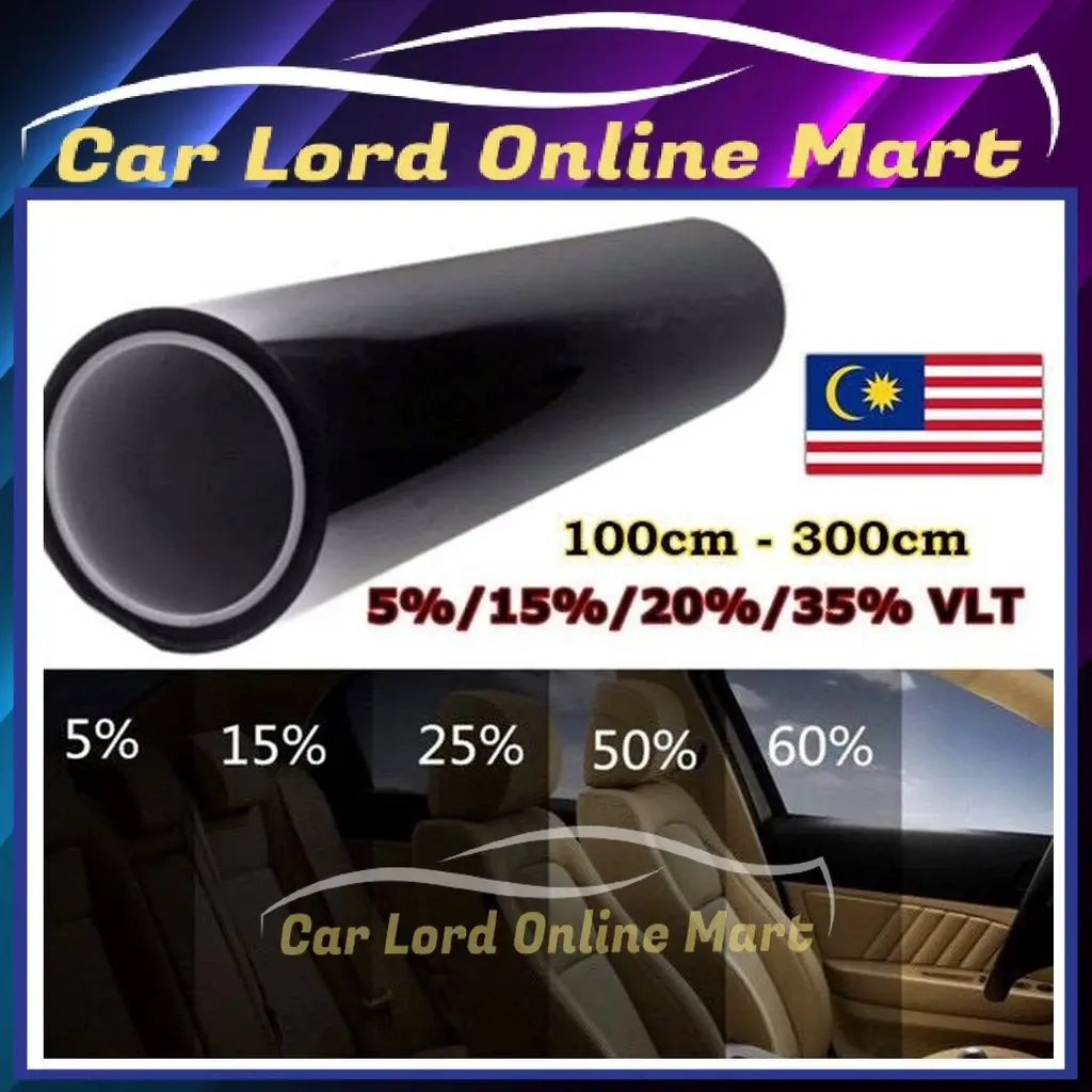 Ready Stock Tinted UV Black Car Home Glass Window Tinted Film Roll 100cm-300cm