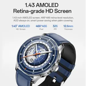 Aolon PrimeX Smartwatch Pria Original 1.43 Inci AMOLED Case Logam Bluetooth Call & Wallpaper Kustom Jam Tangan Pintar AOD untuk Pria