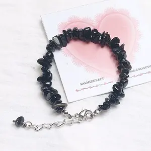 SALMIZ_ Gelang batu pecah | Gelang batu alam krikil Rante stainless steel (Tahan karat)