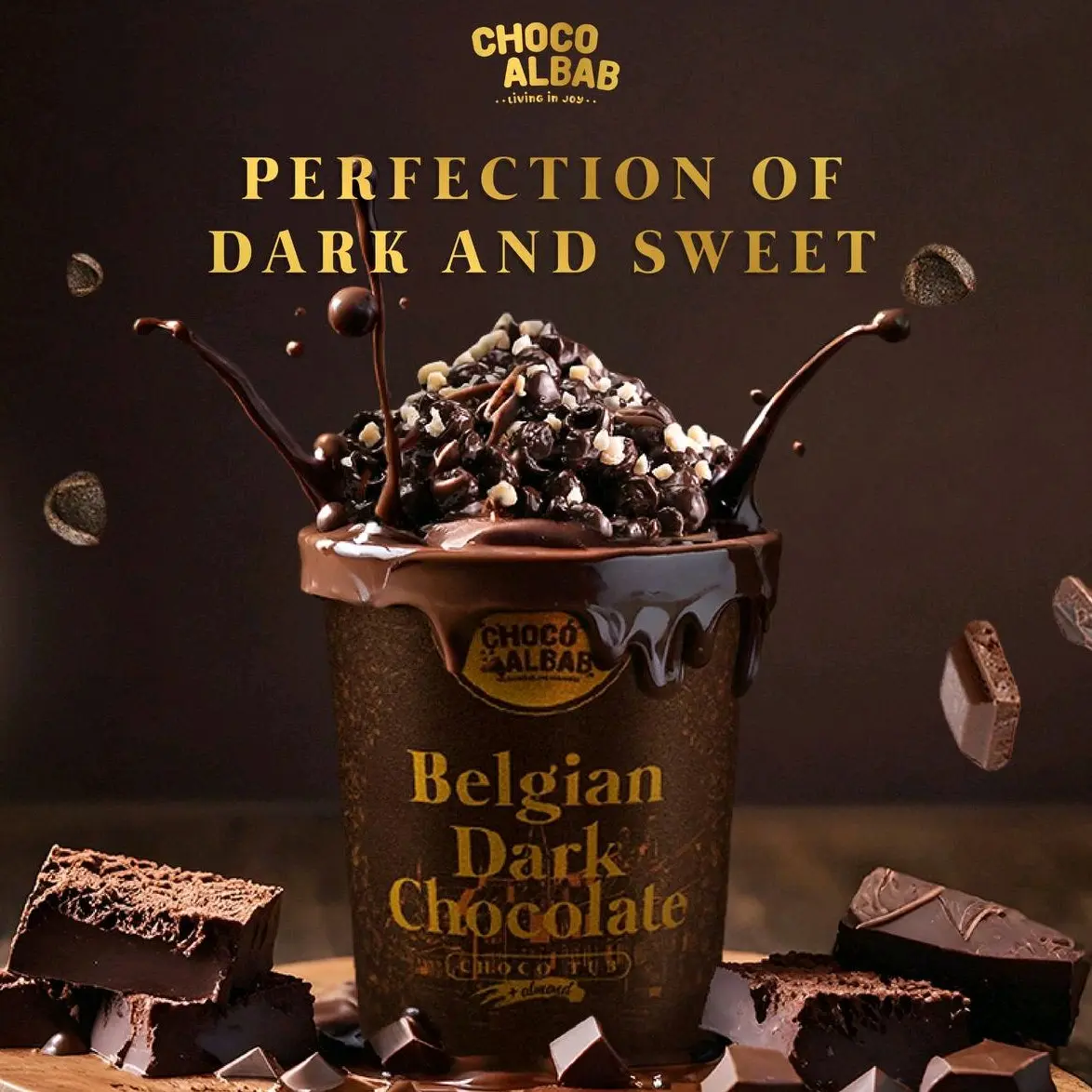Belgian Dark Chocolate Tub with Almonds - Mild Taste, Nutty Flavor, Versatile Snack and Dessert