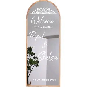 stiker kaca miror  custem wedding,engagement,tasyakuran khitanan,ulang tahun nama toko dll stiker custem miror