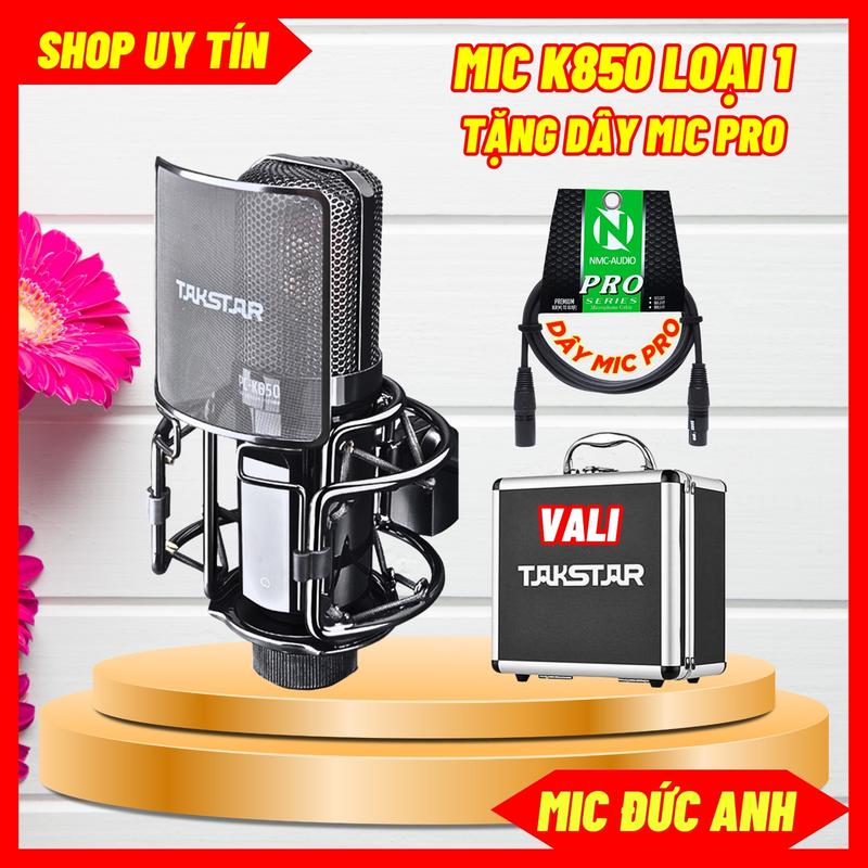 Mic Thu Âm PC K850 Màu Đen Kèm Theo Vali Dây Pro Chất Âm Sáng Hút Nhẹ Bắt Xa Phụ Kiện Âm Thanh Chuyên Nghiệp