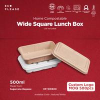 Gambar 50pcs Ecoplease 500ml Bagasse Wide Square Lunch Box + Lid Home Compostable Ecofriendly Ramah Lingkungan Biodegradable Loyang Oven Safe & Food Grade - Natural, Tanpa penutup dari Ecoplease Home Compostable Kota Tangerang Selatan 1 Tokopedia