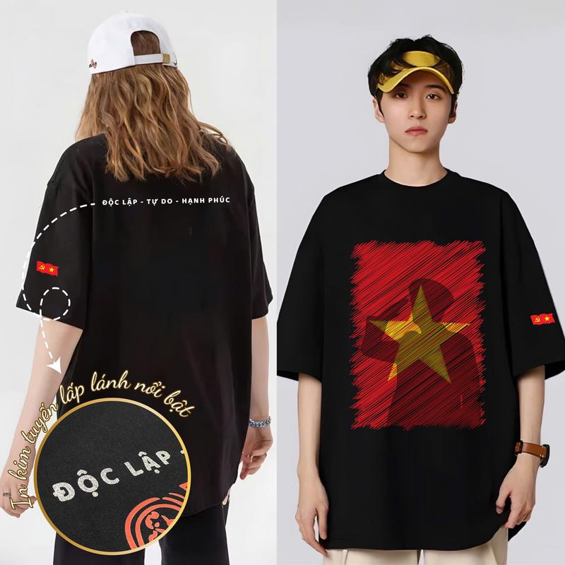 Cotton Việt 250gsm Áo Việt Nam Cờ Đỏ Sao Vàng Cotton Cao Cấp Vải Dày Dặn In Công Nghệ 6d Nhũ Kim Tuyến Lap Lánh Áo Thun Lịch Sử Việt Nam Gói Gọn Qua 1 Chiếc Áo