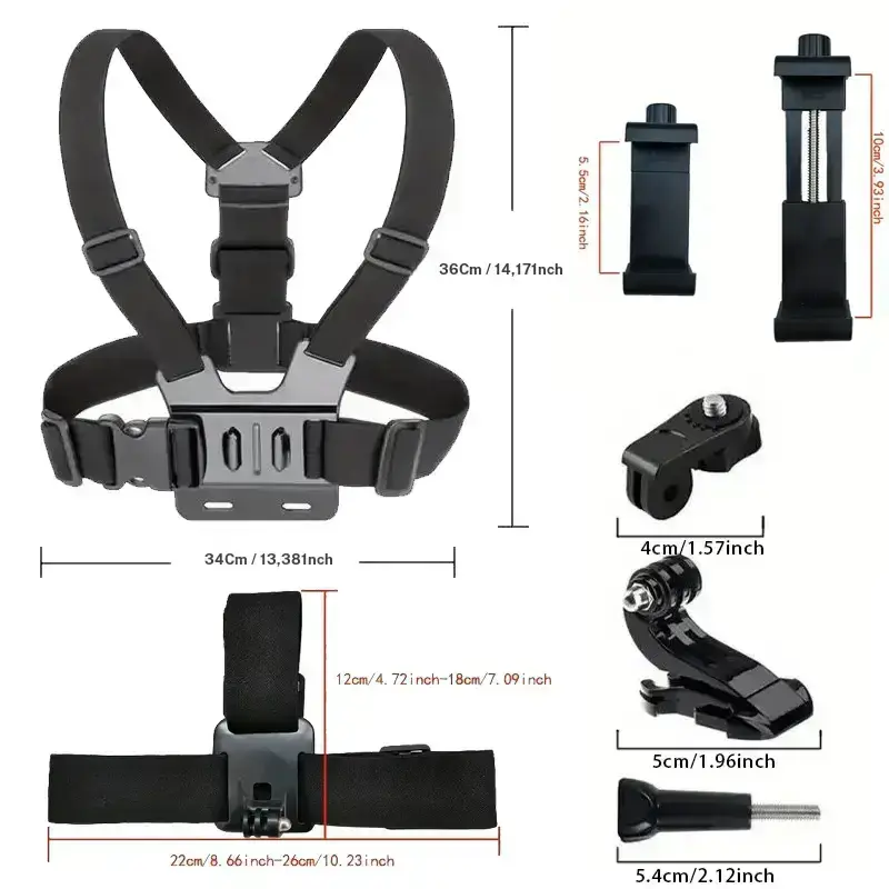 Kit de montaje con correa para cámara de acción y clip para teléfono, compatible con GoPro, Osmo Action y smartphones, accesorios para cámaras deportivas ELECCIONES - Foto 11