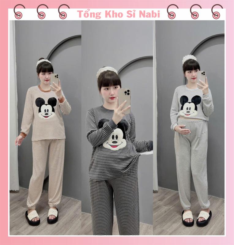 Bộ bầu sau sinh Micky Thêu Xù chất liệu thun borip Cotton 4 chiều mềm mại
