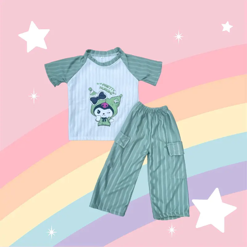 Setelan Anak Kuromi Knit Cargo Perempuan Usia 1-10 Tahun Size 246810 - Katun - Bayi 7