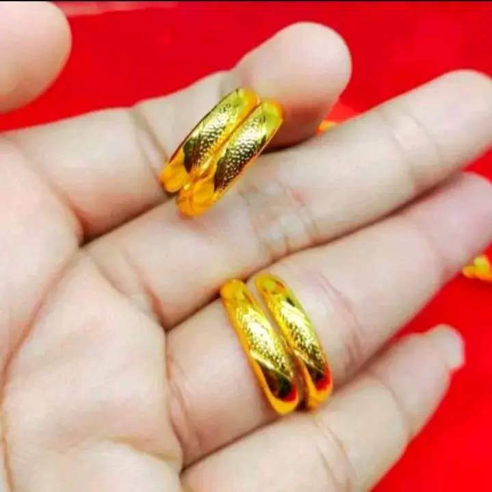 cincin unik motif ulir terbuat dari bahan koin logam  Gold1991-1992  Perhiasan Hadiah wanita Elegan tidak mengHitam Rings 4