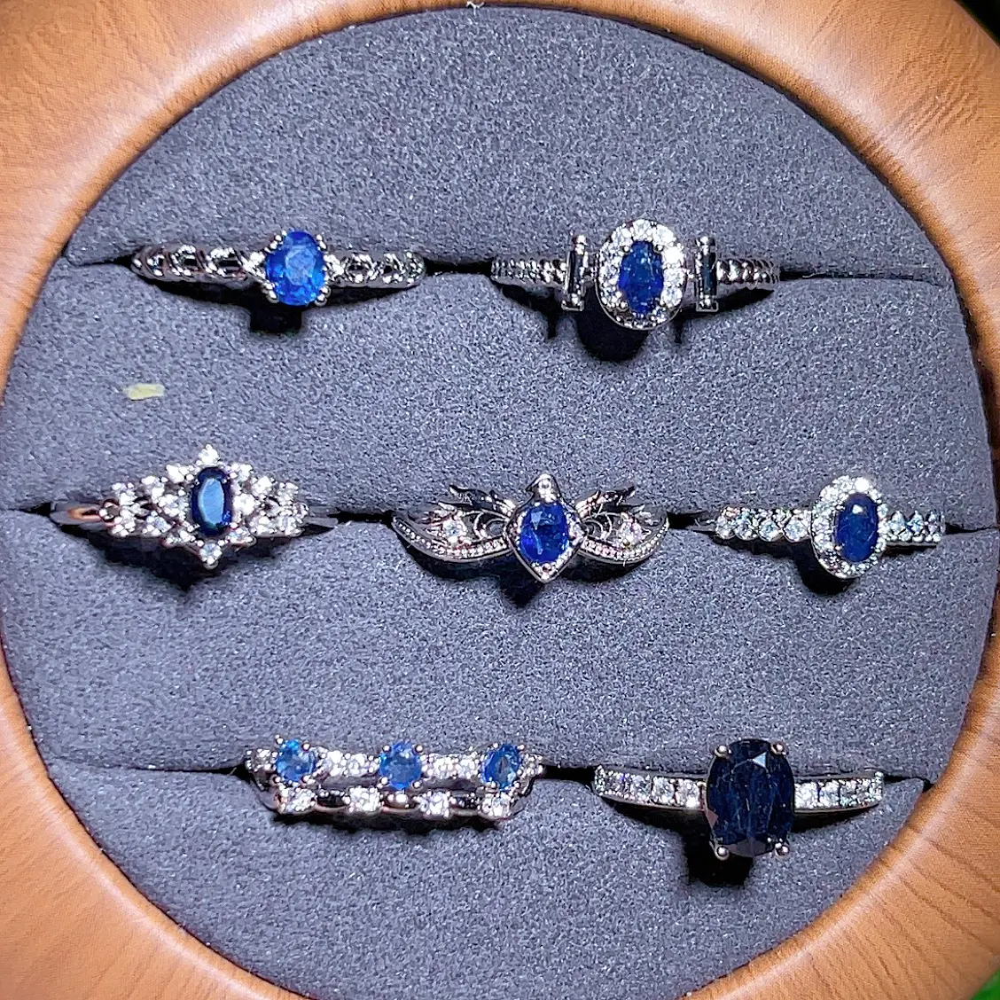 AR18the collection of blue sapphire ring September birthstone adjustable size copper setting wholesale price