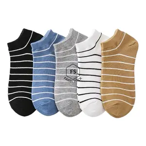 Paket 6 Pasang Kaos Kaki Pendek Mata Kaki Garis Mix Warna untuk Pria dan Wanita
