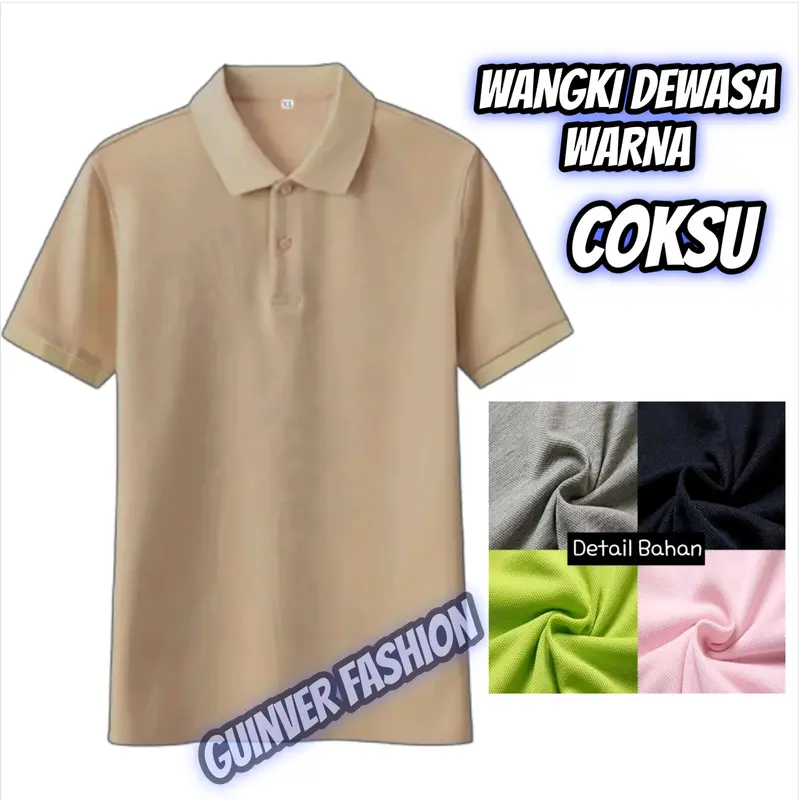 Kaos Polo Wanita Kerah Santai/Kaos Wanita Dewasa/Kaos Polos Wanita /Baju Lengan Pendek/Kaos Polo Kerah WARNA COKSU 0