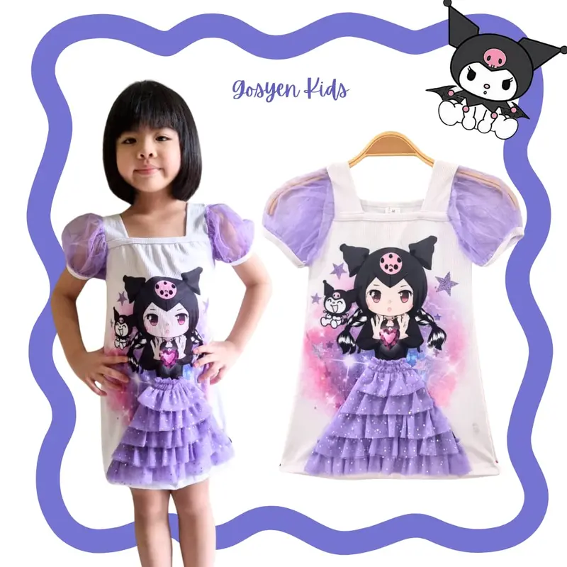 Mini Dress Tangan Tille Printing Anak Perempuan 1-9th - Bahan Knits Premium - Fashion 1