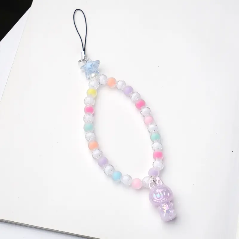 Gantungan HP bracelet gelang / Lanyard HP estetik / Phone Strap Beads / Tali HP / Strap HP Blackpink / Gantungan KameraLanyard Manik Hitam Ponsel Telepon 7