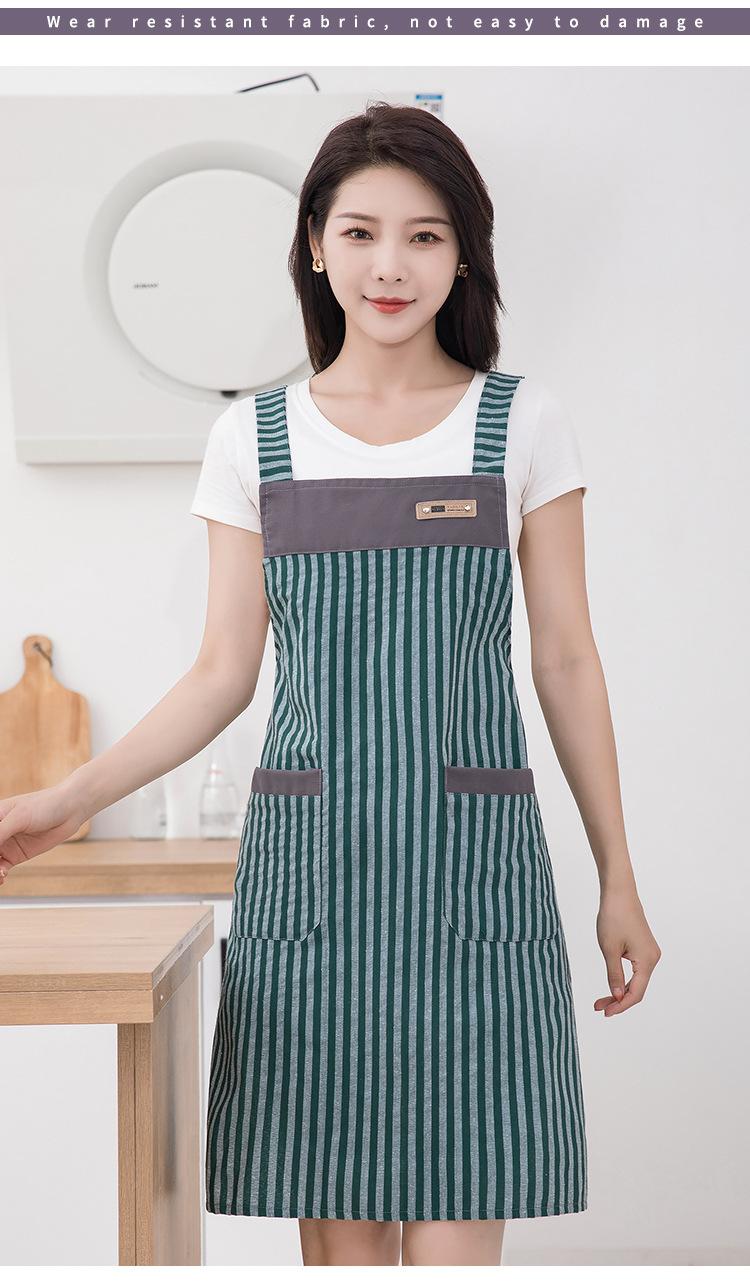 Product Introduction of Tạp dề nhà bếp, họa tiết sọc, hai túi, chống dầu và chống bẩn, thời trang và dễ thương, thích hợp để sử dụng tại nhà, quần áo bảo hộ lao động chống bụi bẩn, thích hợp cho công việc cà phê, dây thắt lưng thoáng khí, lý Tưởng cho mùa hè 14
