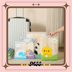 MSS Ziplock Travel Karakter Hewan Lucu Pouch Penyimpanan Serbaguna Zipper Bag Motif Packaging Storage Bag Tas Penyimpanan Pakaian Serbaguna Zip Lock Plastik Anti Air Kantong Tas Koper Travel Ziplok