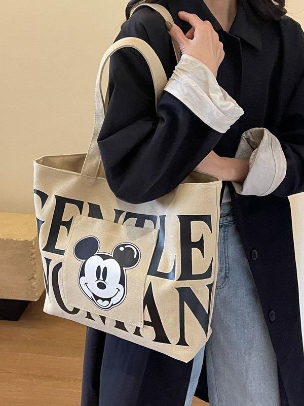 Product Introduction of Canvas bag, new cartoon style large capacity tote shoulder bag, tote bag, college commuting and tutoring bag 5