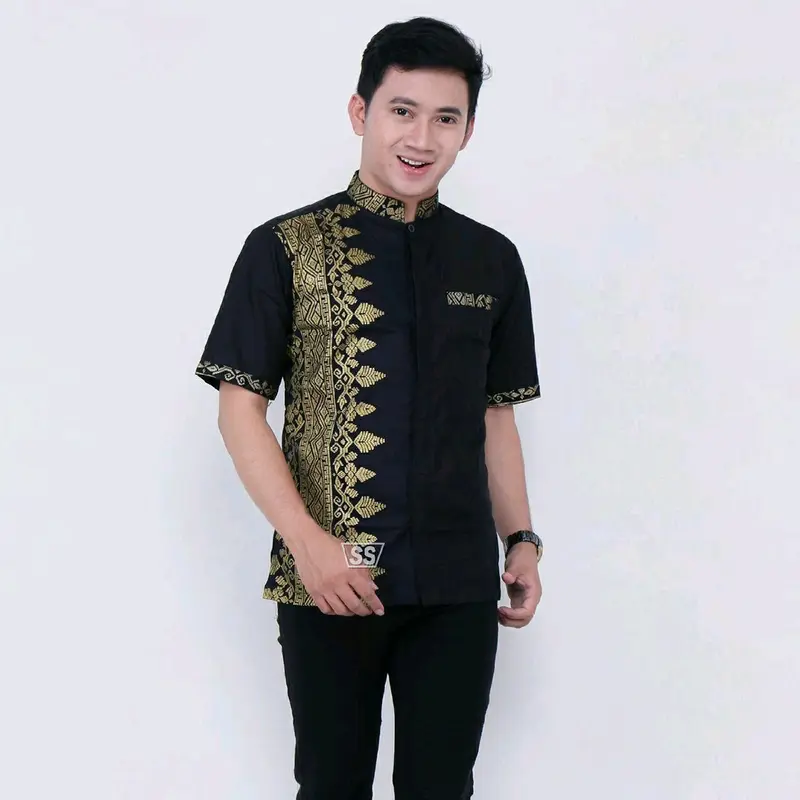 Baju Koko Jumbo Lengan Pendek Kombinasi  Dewasa Nyaman Toyobo 2