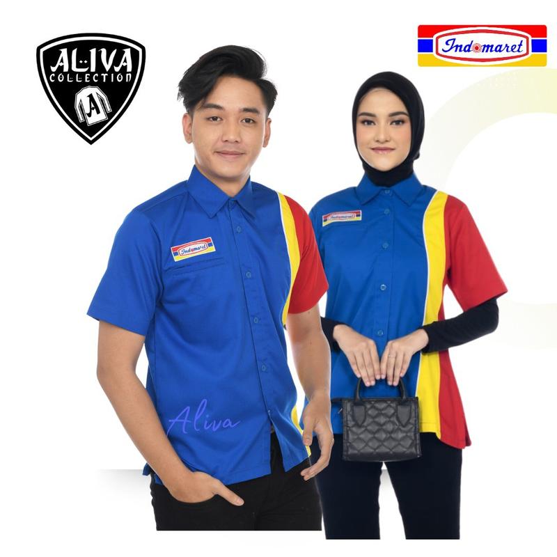 Product Introduction of Kemeja Seragam Kerja Pria Wanita Baju Karyawan Indomaret Bordir Katun Pendek 2