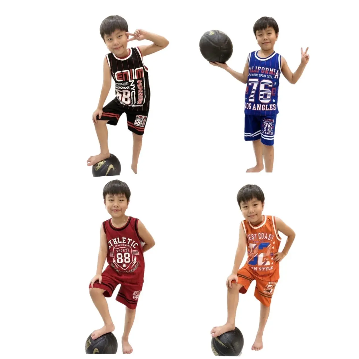 100 Ribu 5 Stell Baju Singlet Basket Katun Anak Usia 1-5 Tahun Motif Random