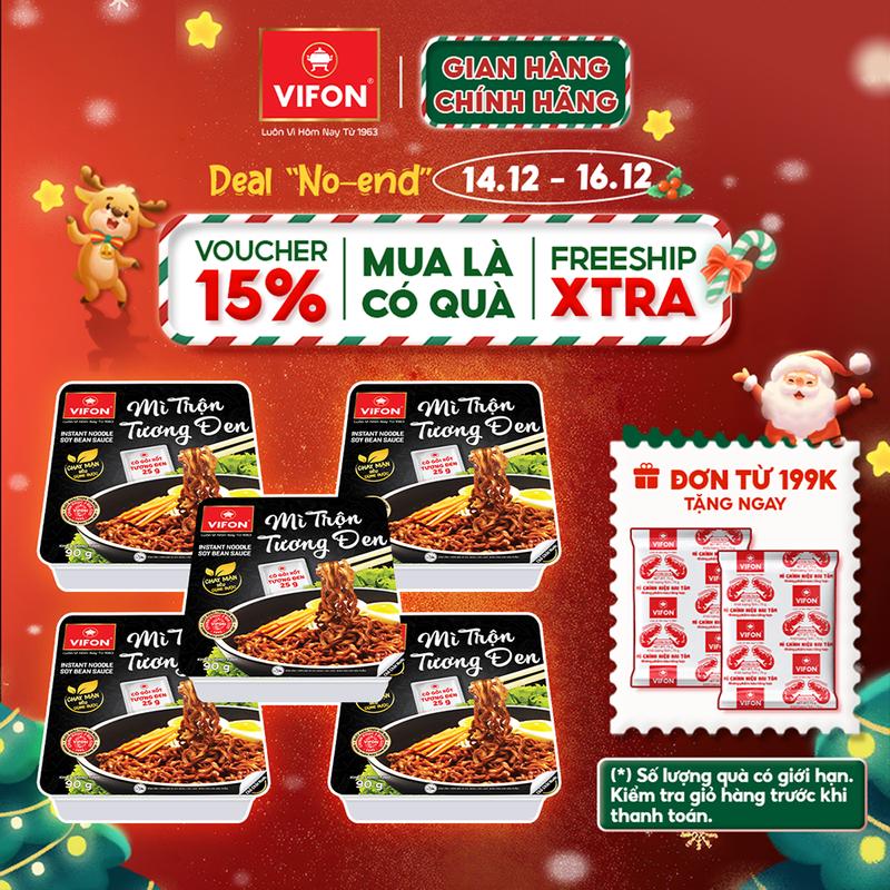   VOUCHER HOT 15%  Set 5 khay Mì Trộn Tương Đen VIFON vị Bò Sa Tế   Hải Sản   Spaghetti   Pad Thái   Tôm Chua Cay Thái 90gr khay Food 