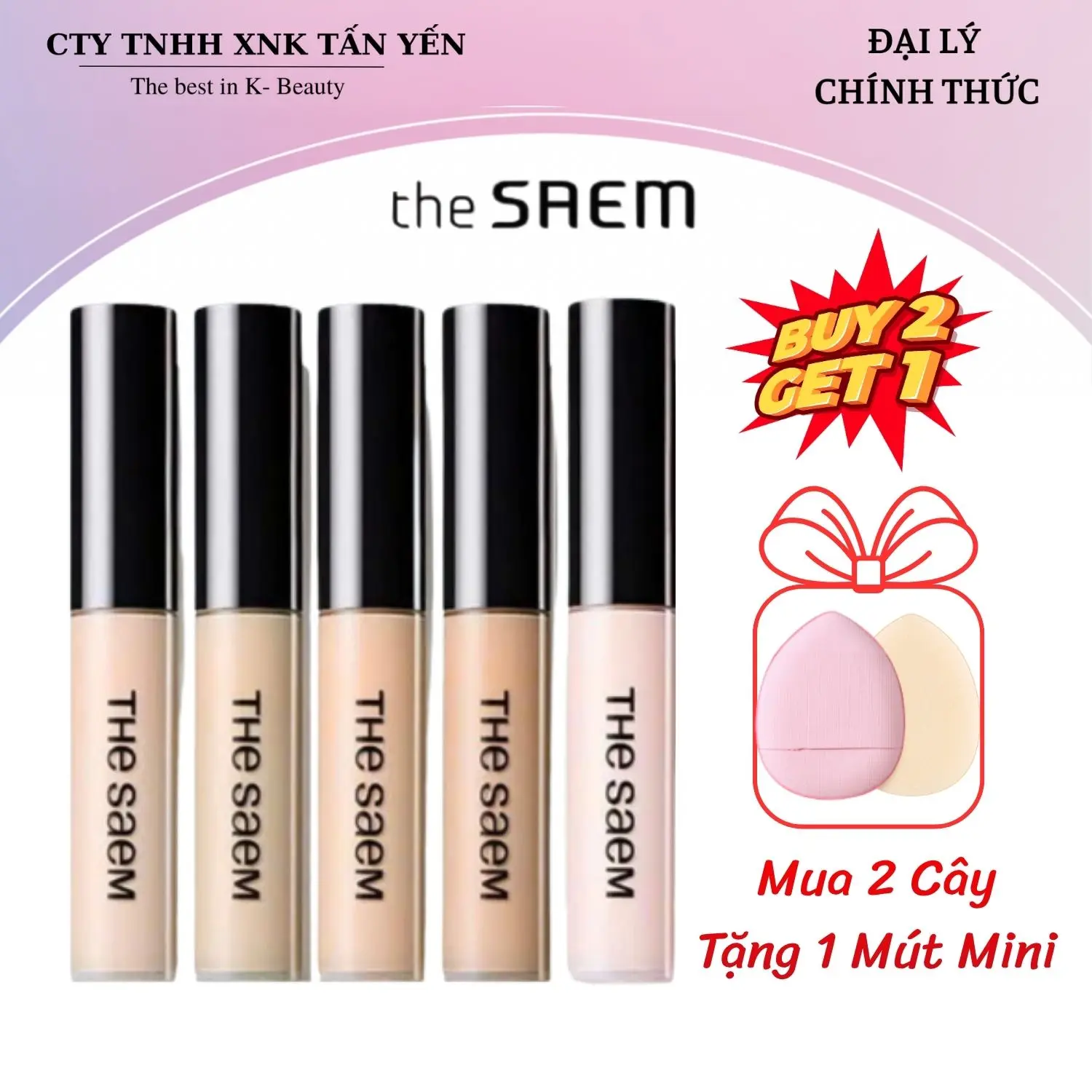 [2 CÂY TẶNG MÚT] Kem Che Khuyết Điểm The Saem Cover Perfection Tip Concealer 6.5g