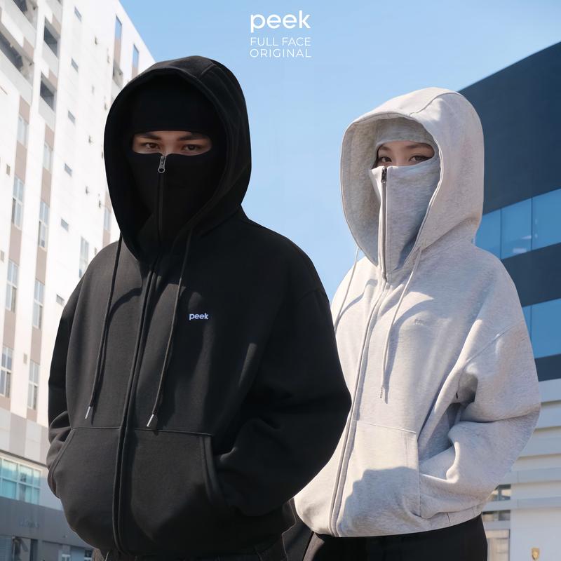 [Chính hãng] Áo Khoác Hoodie Peek Full Face 2 Mũ Chống Nắng, Gió, Lạnh, Bụi Mịn Chất Liệu Nỉ Hàn Cao Cấp