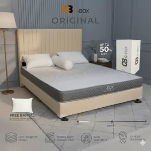 Q-Box Kasur Busa QBOX Original Mattress Single Bantal Furniture Kain 4D Knitting XTRA Soft Busa High Density Japanese Foam Tech 12cm 15cm 20cm Garansi 10 Tahun