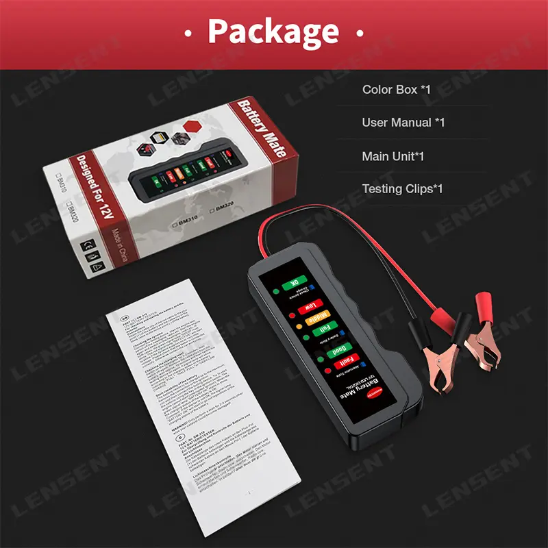 Cartner car battery tester, 12V, bm310, for motorcycle, battery test，Battery life test, voltage measurement