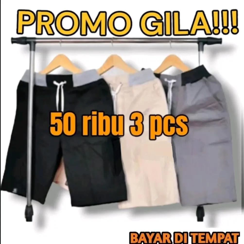 Promo 3 Celana Pendek hanya 50rb Chino Karet Shorts Nyaman pria Dewasa Rib Distro  Santai Surfing