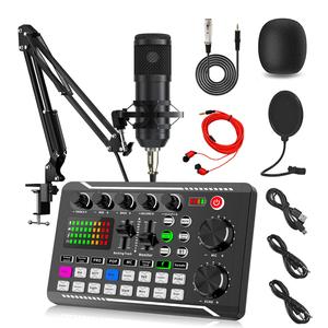 Equipo para Transmisión en Vivo y Podcast, Set de Micrófono BM-800, Conexión Inalámbrica Compatible con Bluetooth, Dispositivo DJ con Botones de Colores RGB, Dispositivo para Karaoke y Canto en Vivo para PC y Teléfono