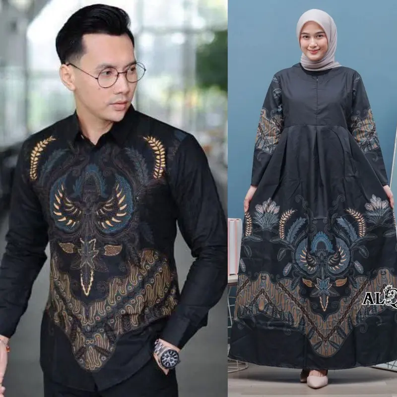 Promo Harga Sepasang Maura Couple - Sania Ruflle Couple Gamis 2024 Terbaru Baju Pasangan Muslim 1