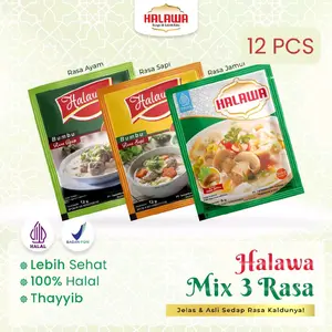 Halawa 12 Sachet Penyedap Rasa Probiotik Rasa Ayam, Sapi & Kaldu Jamur Masakan Msg