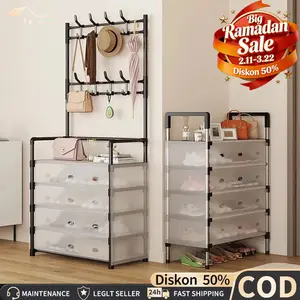 COD Rak Topi Sepatu  Rak Sepatu Rak Serbaguna Rak Sepatu Tahan Debu Serbaguna Rak Gantungan Baju Rak Penyimpanan Bahan Plastik Transparan
