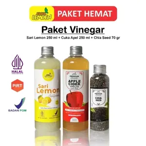 PAKET CUKA APEL 250 ML DAN LEMON 250 ML + 70 GR CHIA Botol