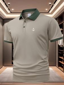 Anchor Leisure Sport Polo de hombre pequeño y moderno, transpirable y cómodo con estampado de moda