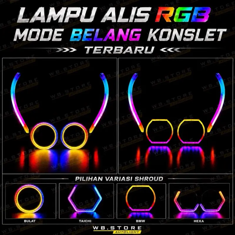LAMPU ALIS RGB MODE BELANG ANTI BINTIK SANGAT TERANG 30 CM 60 CM WB.STORE LED projector LAMPU ALIS RGB RUNNING MATRIX 210 MODE