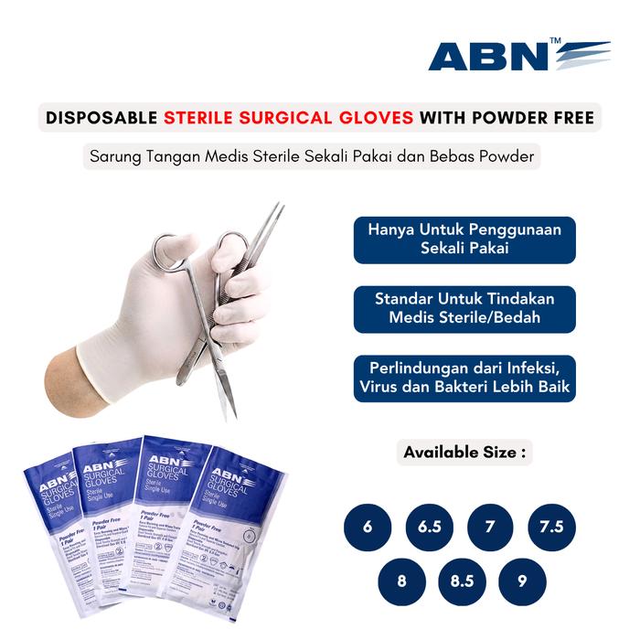 Gambar ABN Surgical Gloves Sarung Tangan Medis Sterile Sekali Pakai Powder Free - 6 dari ABN Official Indonesia Kota Administrasi Jakarta Pusat Tokopedia