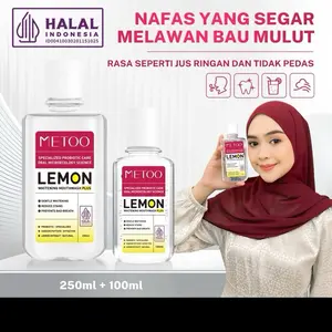 Metoo Lemon Whitening Mouthwash Probiotik Halal 250ml + 100ml Nafas Segar Melawan Bau Mulut