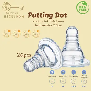 Angel Mommy Paket Hemat 20pcs Puting Silikon Bayi 3.8cm BPA Free untuk Botol Susu Berdiameter 3.8cm dengan 4 Ukuran Lubang Bulat dan Bentuk tambah XNZ