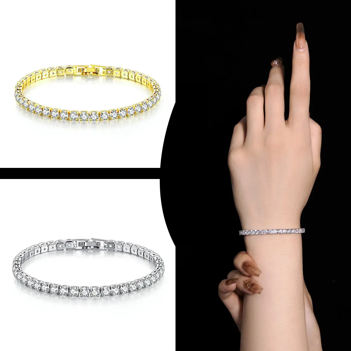 Alloy Fashion Bracelet Hip Hop Full Row Bracelet Simple Couple Accessories