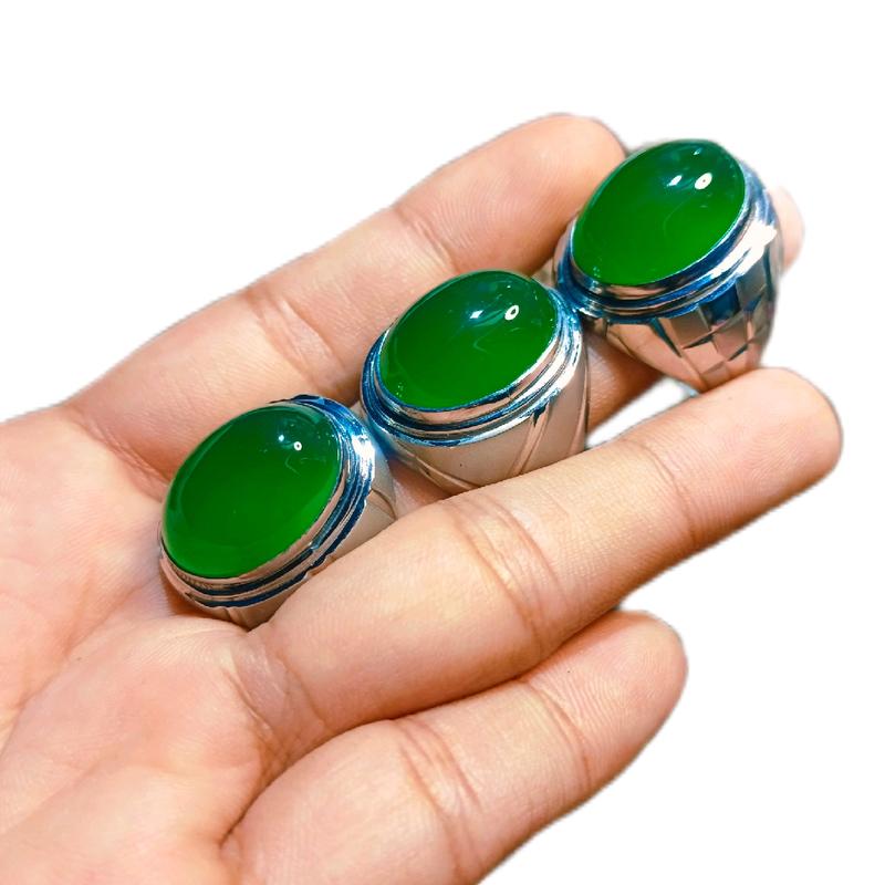 Cincin green Kalsedon ijo garut ring monel dop 0
