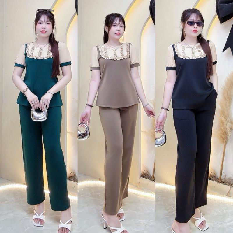 BigSiZe Đồ bộ Nữ BigSize 50kg-105kg Sét bộ cổ viền bèo tay phòng chất thun poly hai da co giãn bốn chiều 