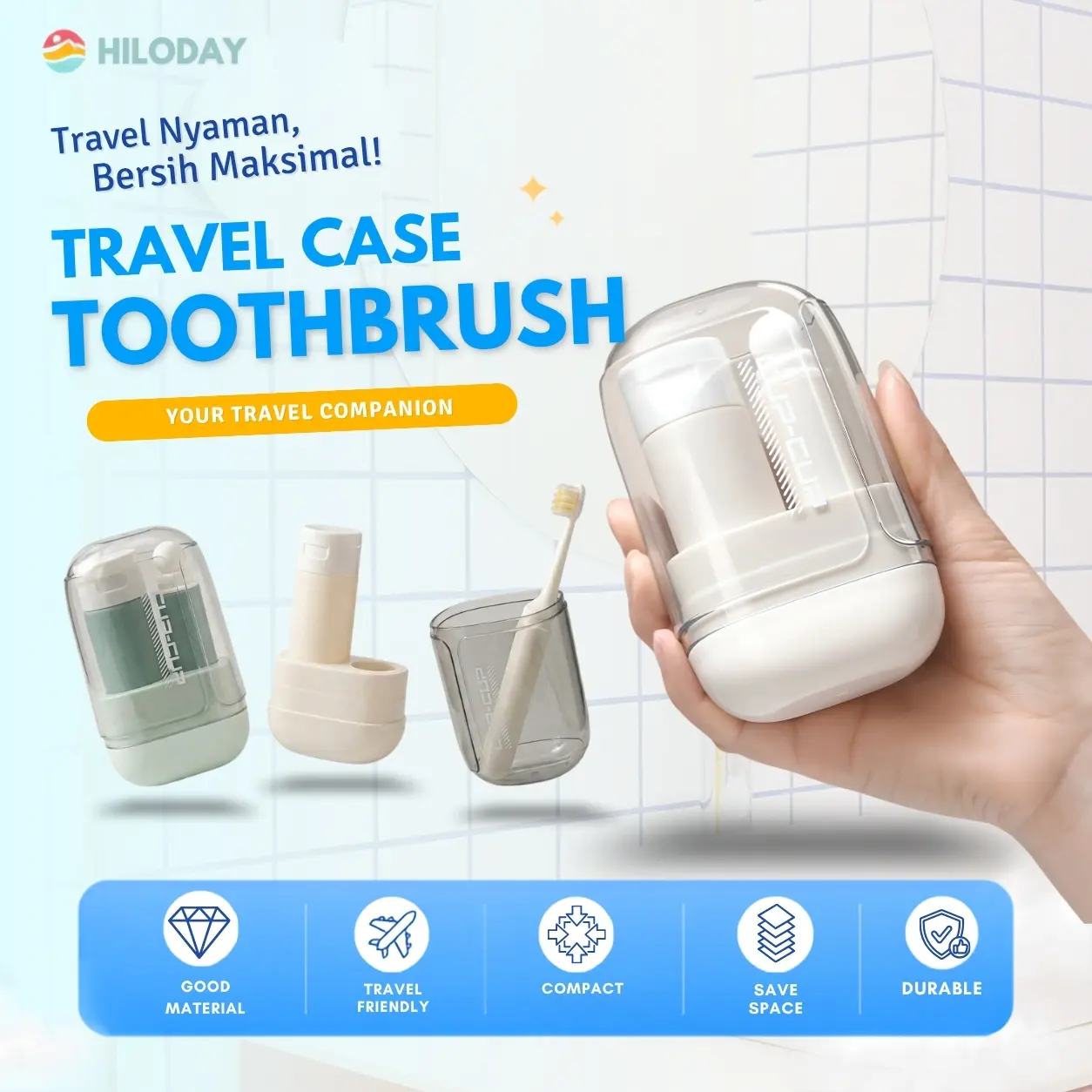 HILODAY Sikat Gigi Travel Case Toothbrush Reusable Refill Odol Pasta Gigi Portable
