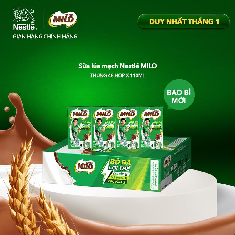  Nestlé VN Sữa lúa mạch Nestlé MILO thùng 48 hộp x 110ml 